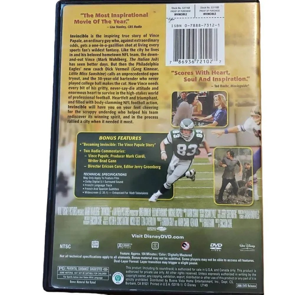 Invincible DVD - Disney - Picture 2 of 5